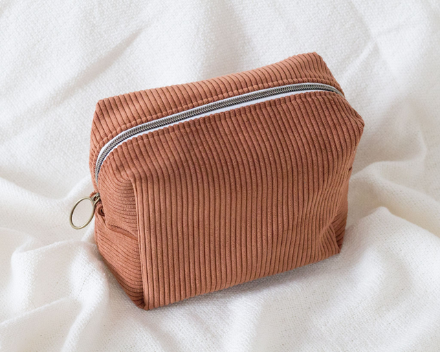 Trousse toilette velours - Marron Camel
