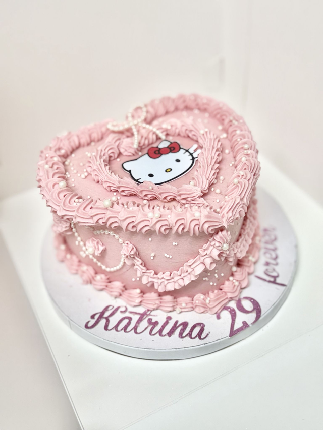 Hello Kitty Pink Heart Birthday Cake