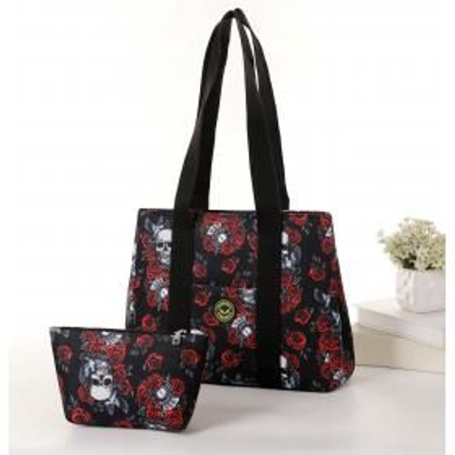 Skulls and Roses Shoulder Bag &amp; Cosmetic Bag.