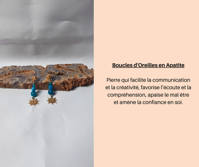 98- Boucles d'Oreilles en Apatite Bleue
