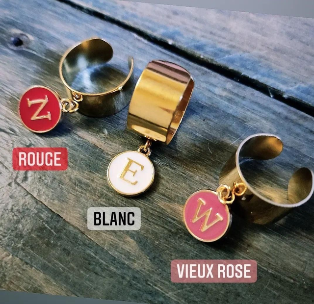 Bague Réglable Personnalisable - Lettre Émaillée