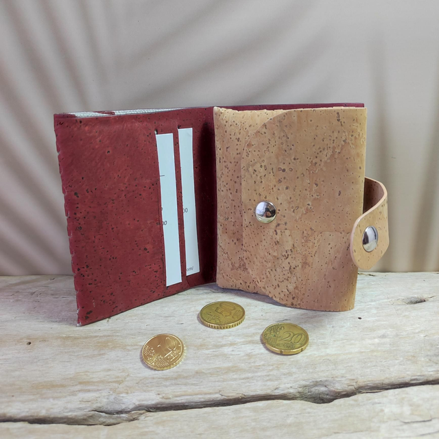 Portefeuille Luka Liège Bordeau et naturel