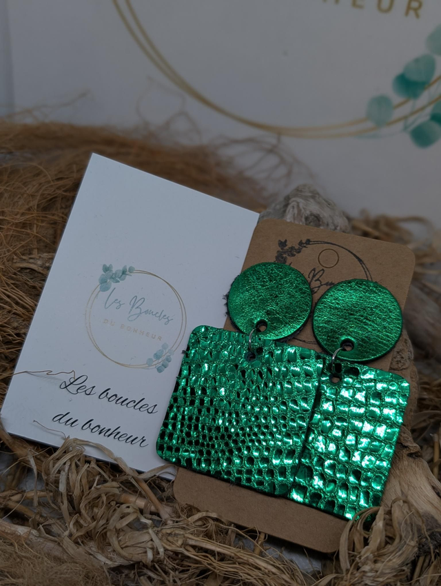Boucles d&#039;oreilles Perrine vert irisé p001