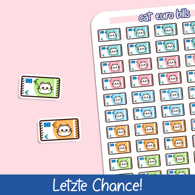 Katzen Euro-Geldscheine Sticker Sheet - ST2404