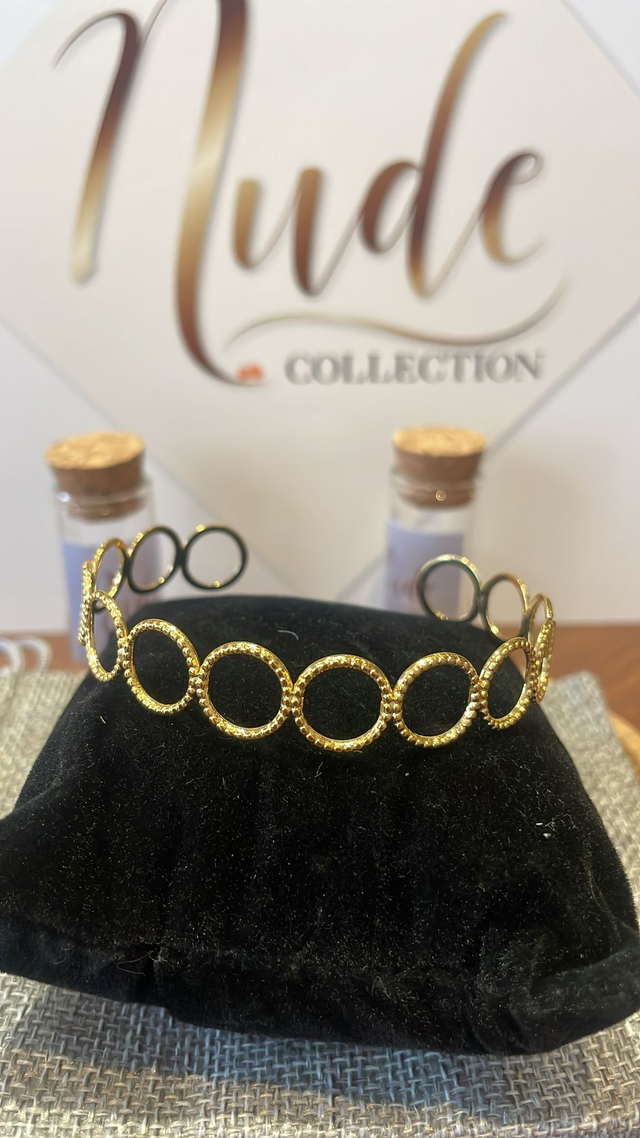 Bracelet Jonc Cercles – Acier doré