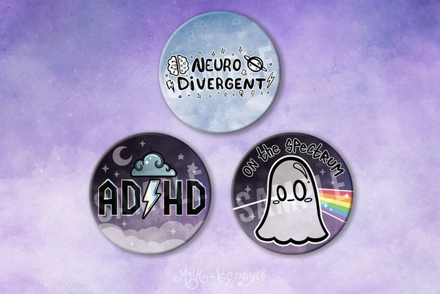 Badge 56mm Neurodivergent TDAH TSA