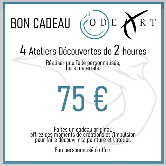 4 ATELIERS DECOUVERTES ODE ART DE 2 HEURES
