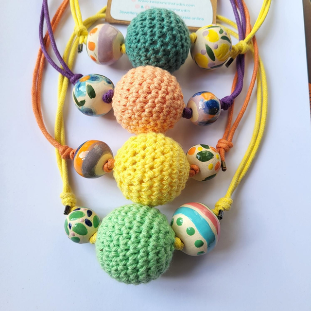 Chunky Bead Necklace - Lemon