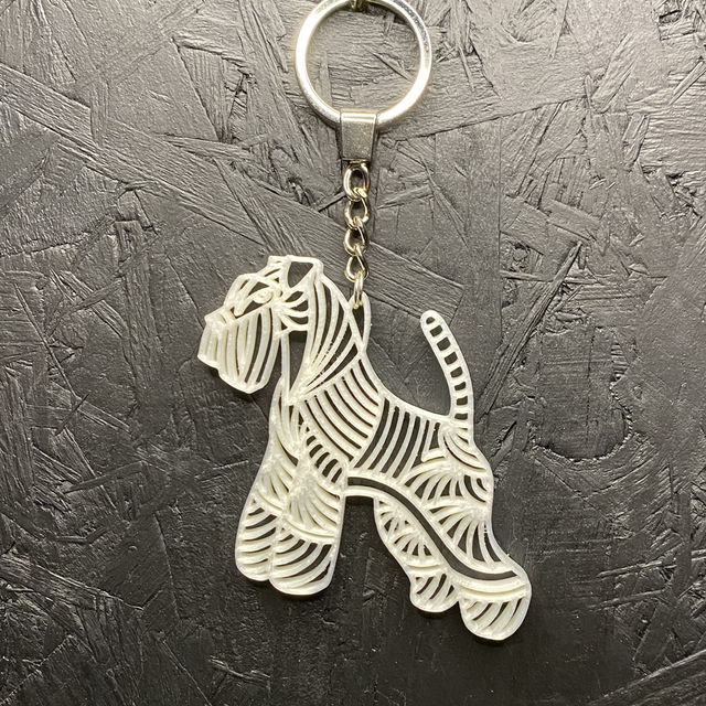 3D - Keychain Schnauzer White