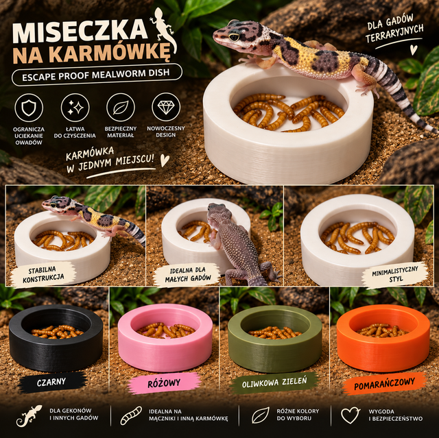 🦎 Miseczka na karmówkę – Escape Proof Mealworm Dish