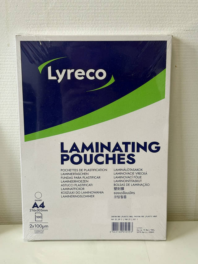 Lyreco laminat.  A4 100 st a 100mikro