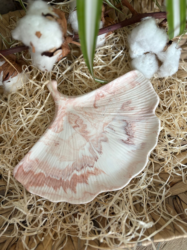 Plateau Ginkgo en Jesmonite :Marbre Terra Cotta