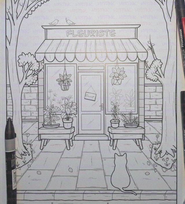 Affiche à colorier "Le fleuriste"