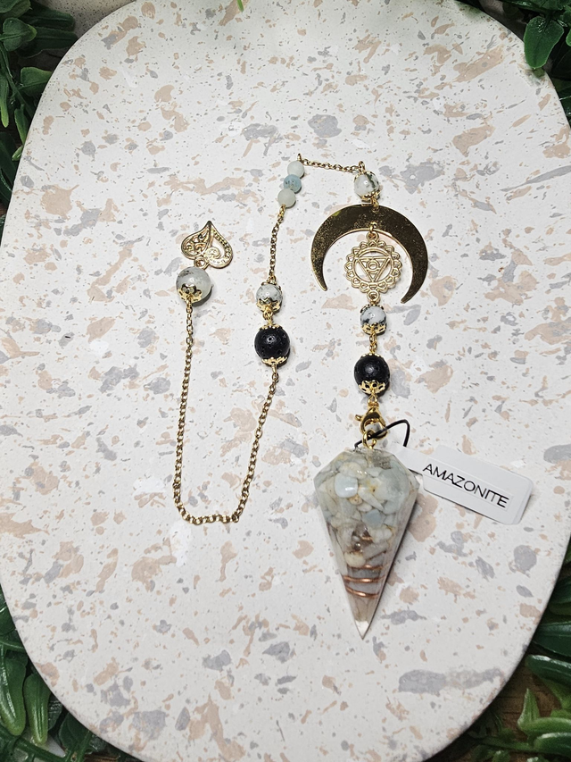 pendule de radiesthésie en pierre naturelle d'Amazonite