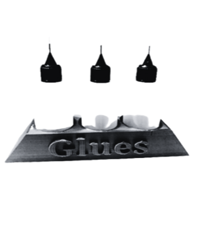Black glue holder and glue bottles 