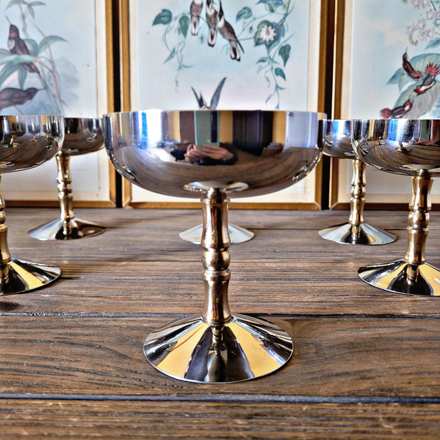 Coupes à glaces inox 18/10 IMB Italie, jambe dorée (lot de 6)