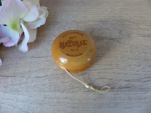 Ancien yo-yo en bois dur d'érable fabriqué aux USA, petit jeu américain en bois, souvenir d'enfance, collection déco jeu en bois vintage