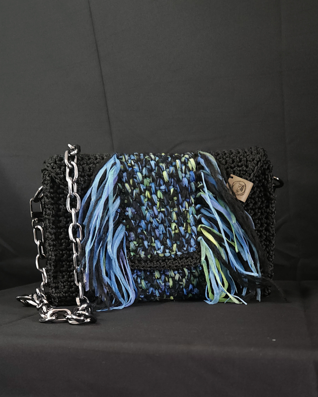 Sac bandoulière Amazone  Noir et Bleu 