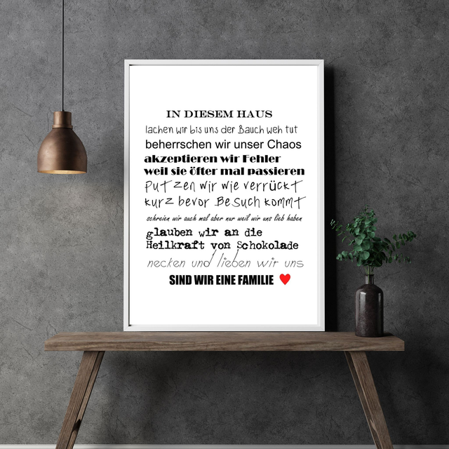 FAMILIE – Typografie Poster– Modernes Wohndekor – Digitaler Download - Contemporary Graphic Art - Schwarz & Weiß 