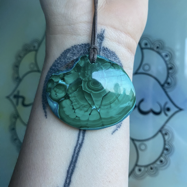 Pendentif en Malachite à  Chrysocolle