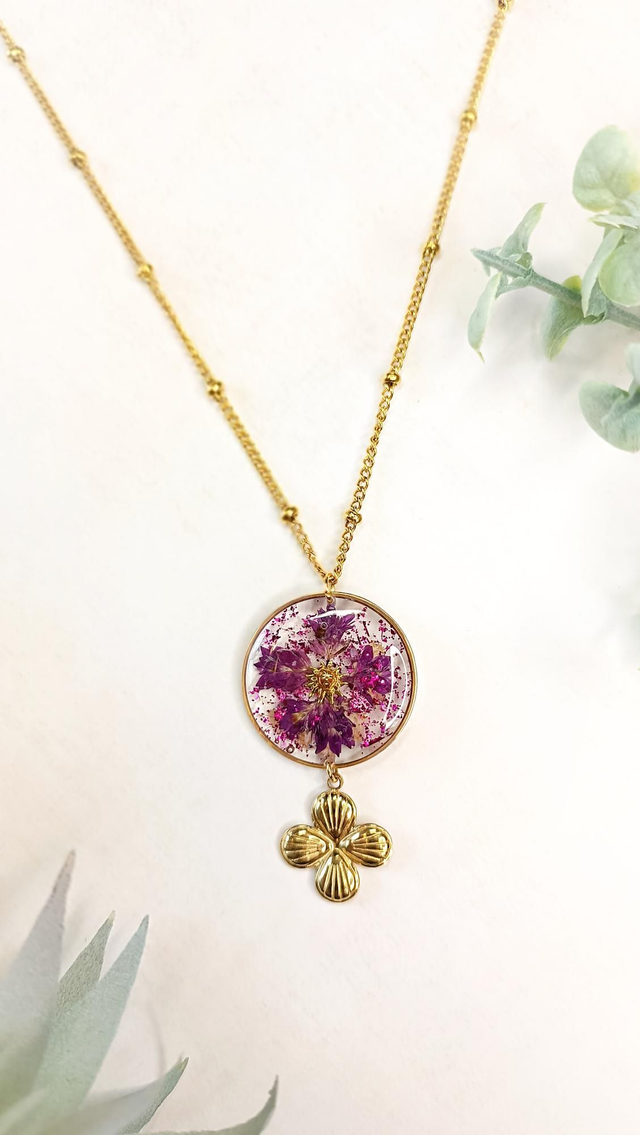 Collier sautoir APILA - Violet pourpre