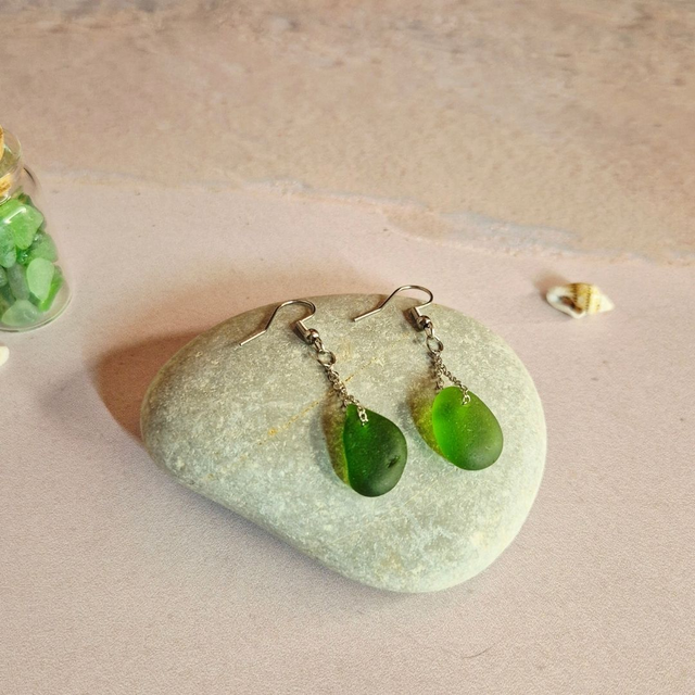 Boucles d'oreilles OLIVA - Verre de mer - Ardore Marina, Calabre