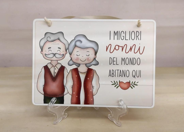 Targa Decorativa "I migliori nonni del mondo abitano qui"