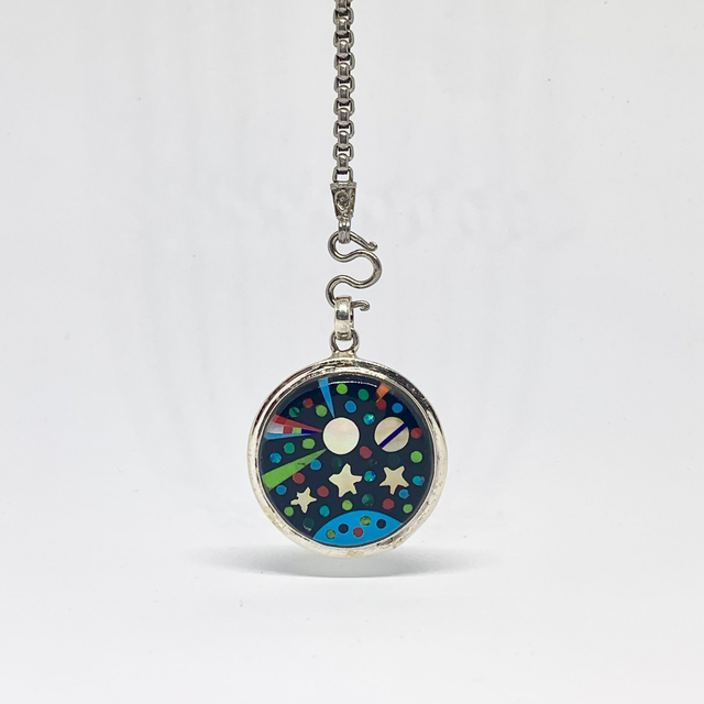 Pendentif Galaxy COLOR OF STARS 1 argent massif et pierres naturelles 