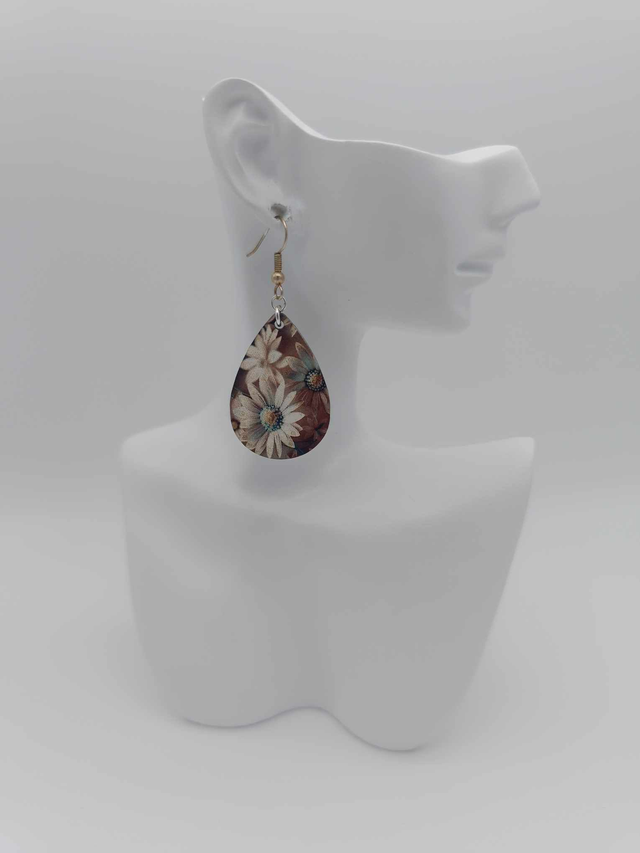 Boucles d&#039;oreilles en bois sublimé Goutte