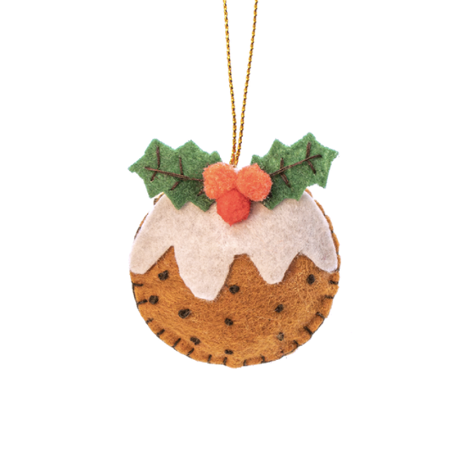 Christmas Pudding Flat Felt Hanging Decoration
