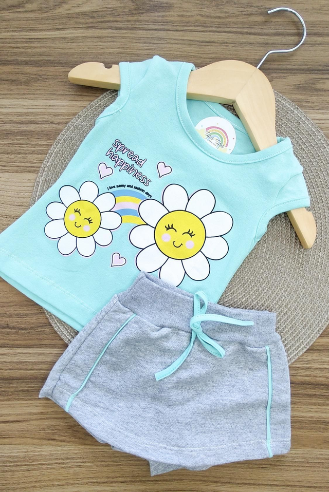 Conjunto Baby Blusa e Short Saia Aqua