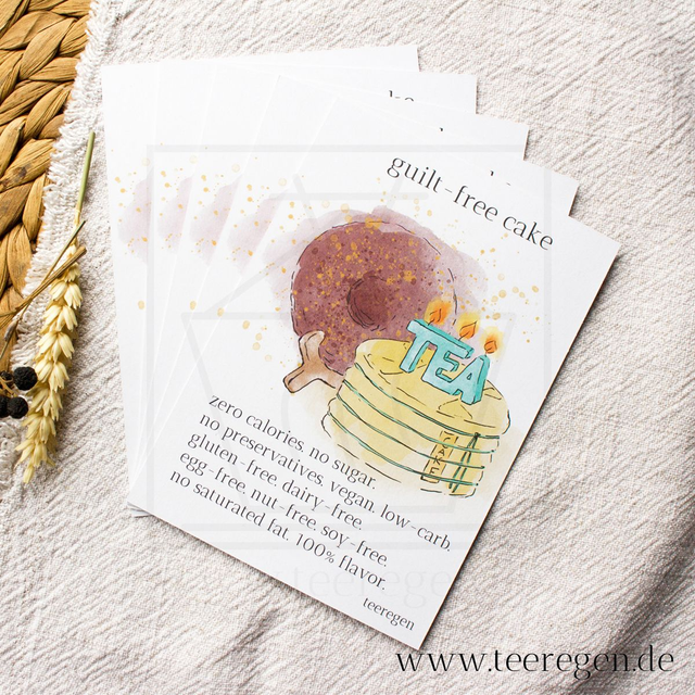 Guilt-free Cake - Set of 5 - Tea Culture On Postcards