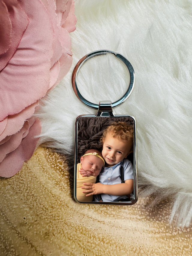 Rectangle Metal Photograph Keyring 