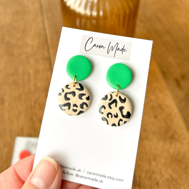 Green and beige animal print 