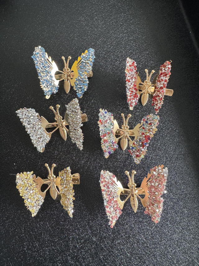 Butterfly Hair Clips, Glitter Stonework