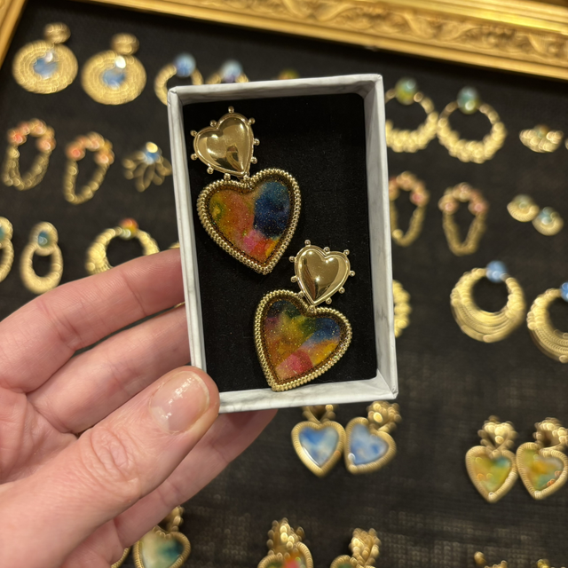 Boucles d’oreilles Ex-Voto bleu&amp;rouge