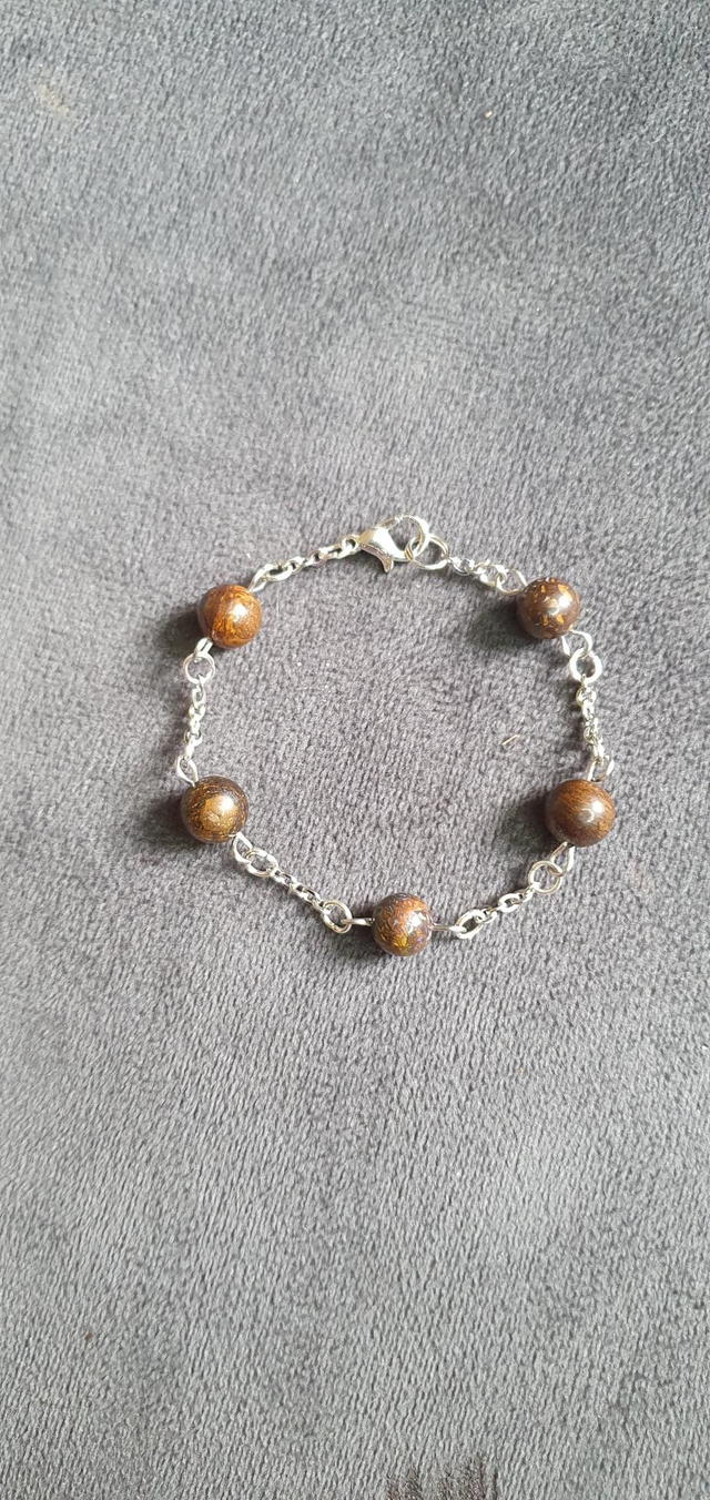 Bracelet acier inoxydable en Opale boulder et Bronzite