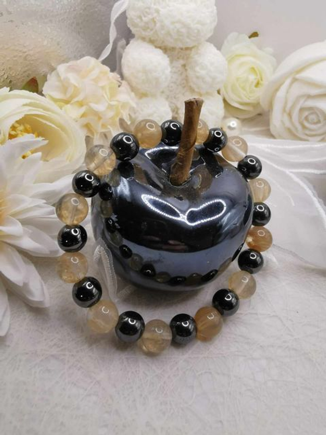 Bracelet Énergétique en Citrine et Hématite