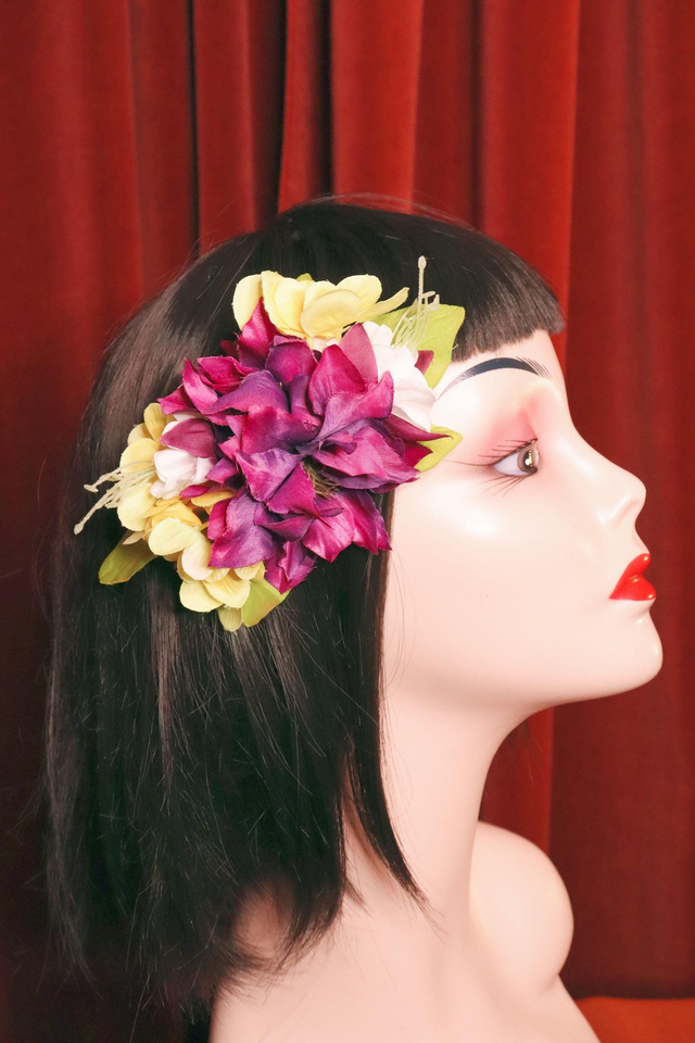 Hair flowers • L • Purple &amp; yellow