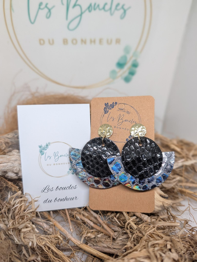 Boucles d'oreilles Dona noir holographique do032