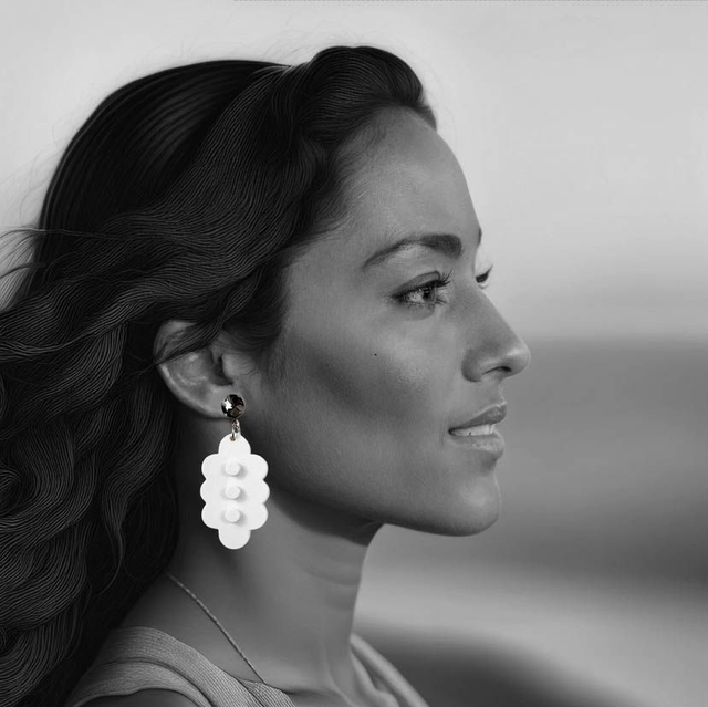 Clouds with grey "diamond" earring stud