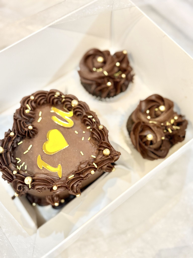 Valentines Heart Bento Cake & Cupcakes