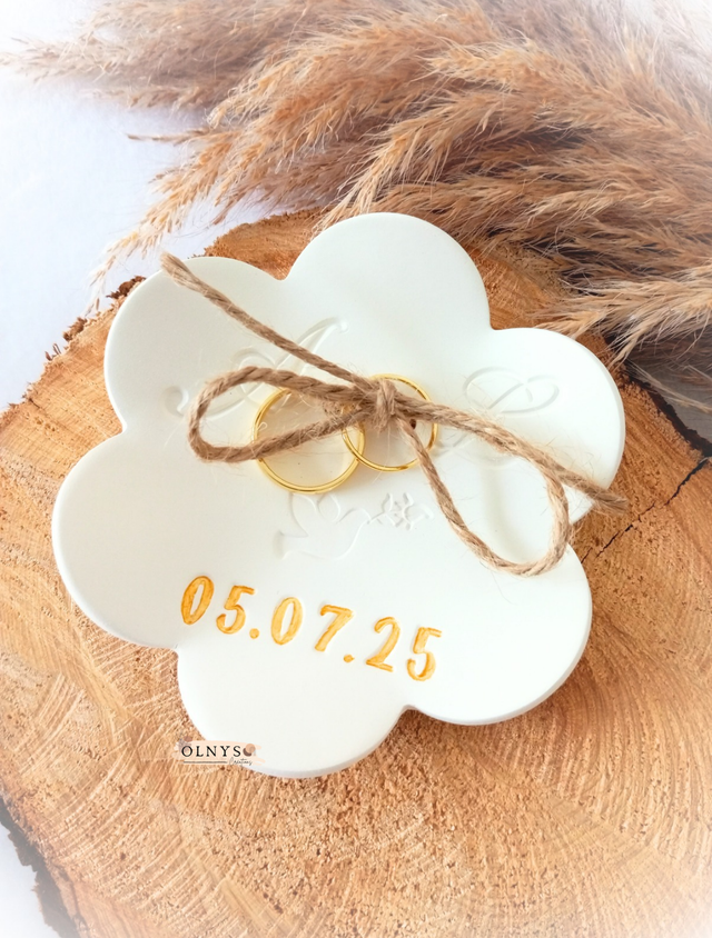 Coupelle porte alliances en argile / Mariage