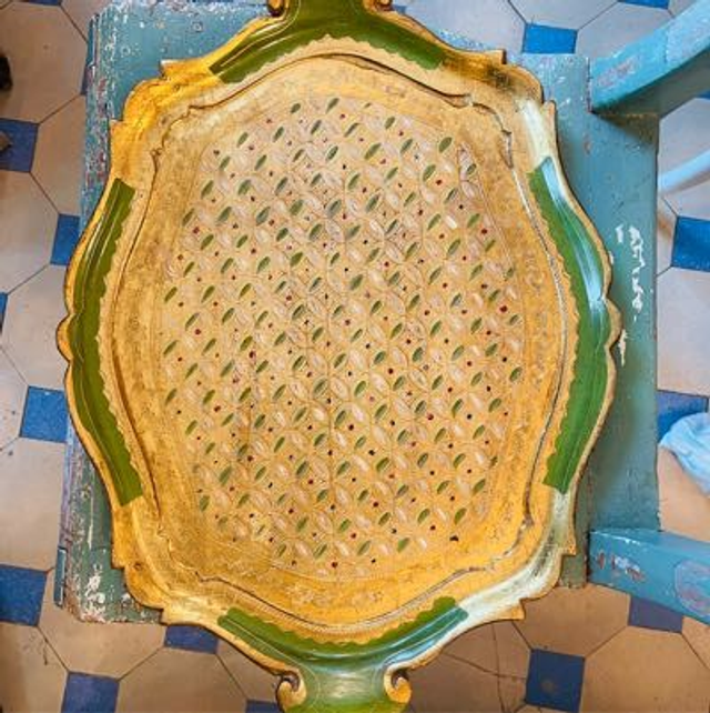 Florentiner Tablett Vintage Gold Holz 50 cm