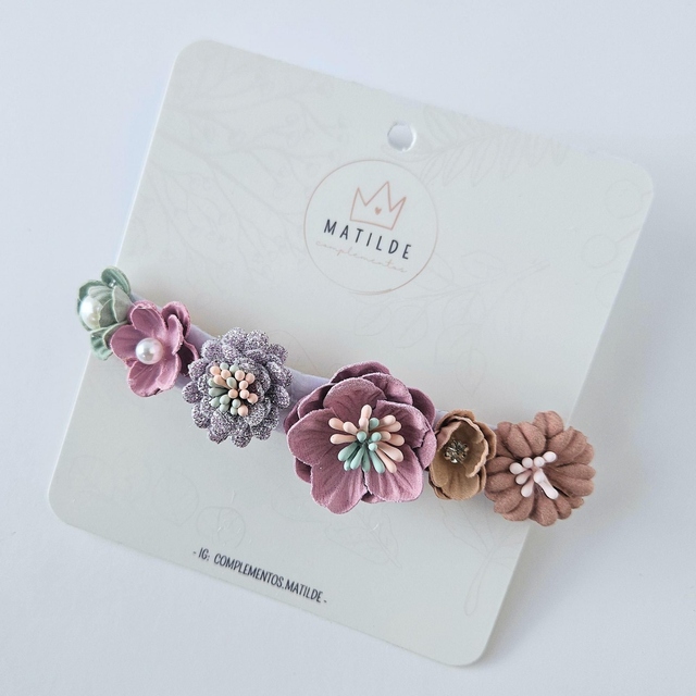 Cintillo Bebe - Morado - Flor Brillante