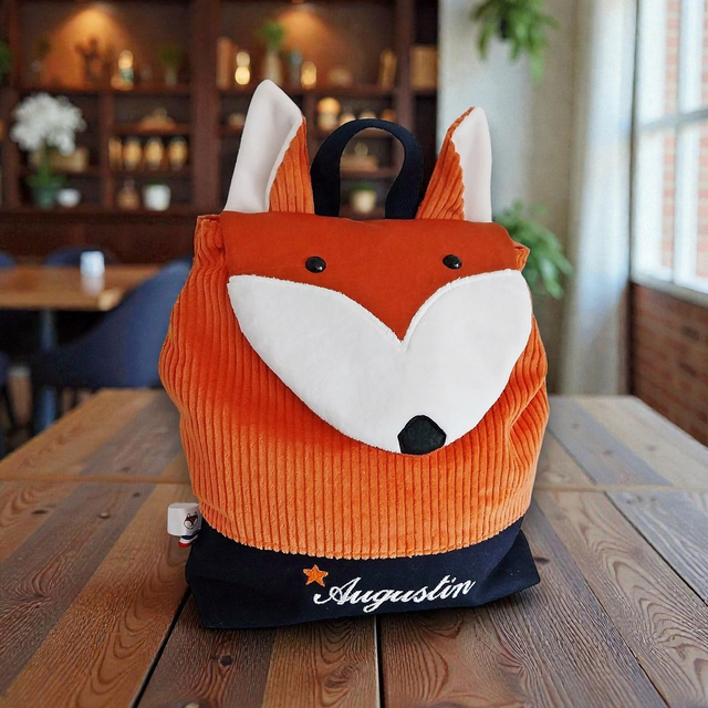 Sac à dos renard velours et toile.