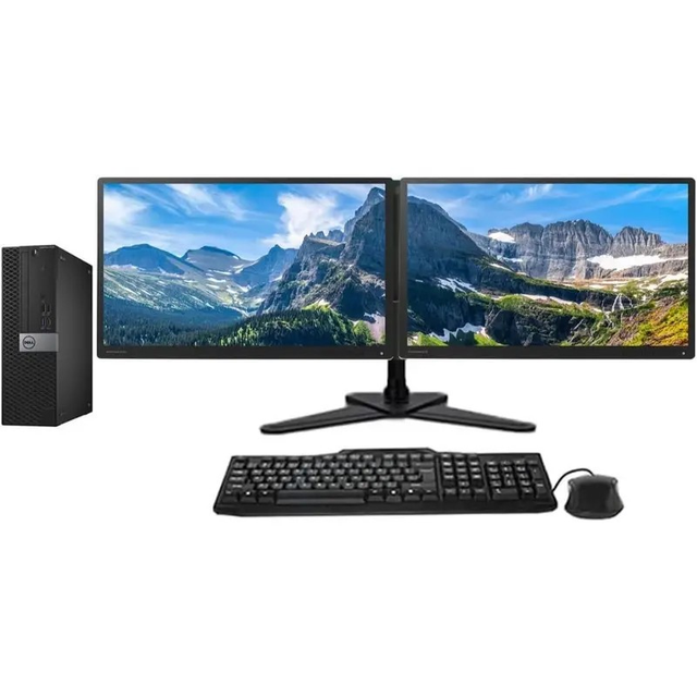 Dell Dual Monitor Trading Setup - FAST Optiplex 7050 SFF PC - Intel Core i5 6th Gen