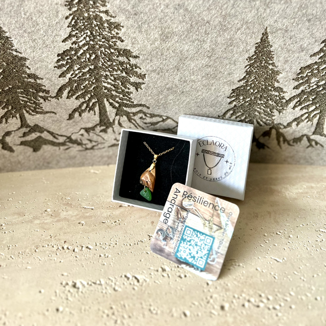 Collier Olivier &amp; Verre Marin Solaire 