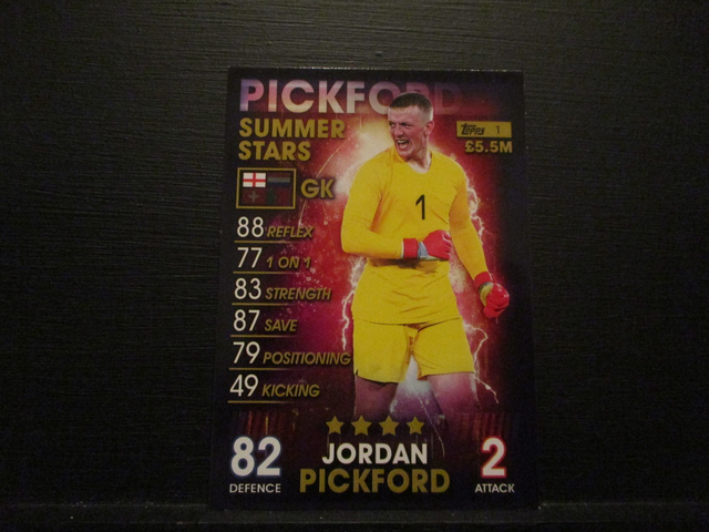 Jordan Pickford - Summer Stars Match Attax 101 Original Trading Card