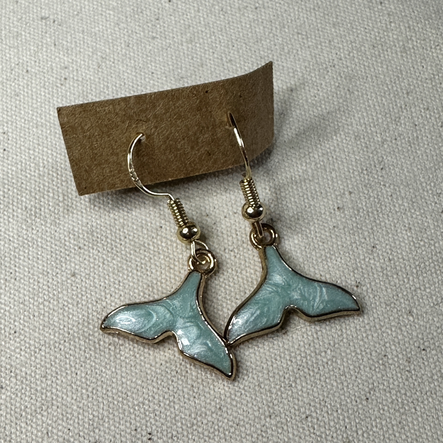 Blue whale tale earrings 